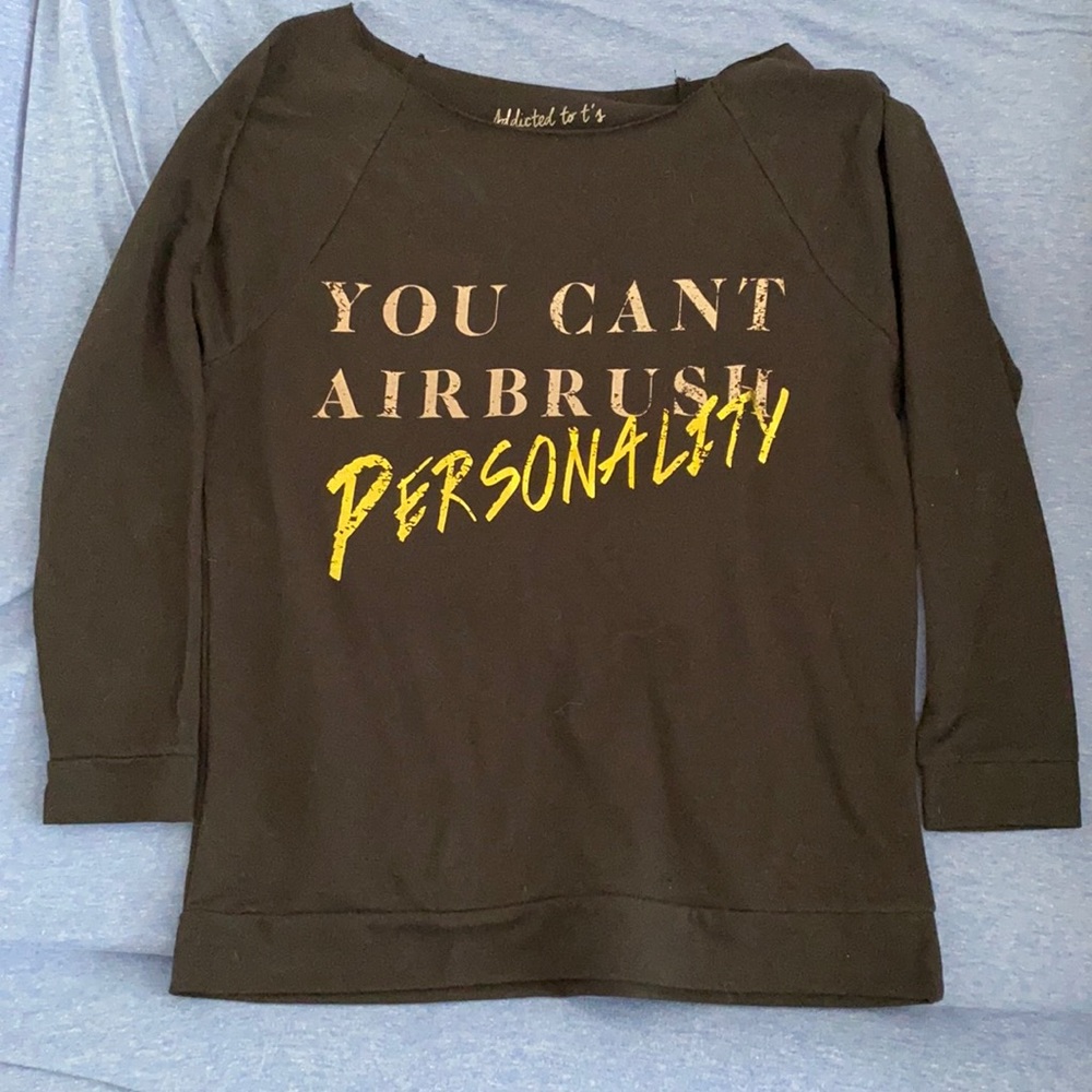 Comfy light sweatshirt gold writing NWOT